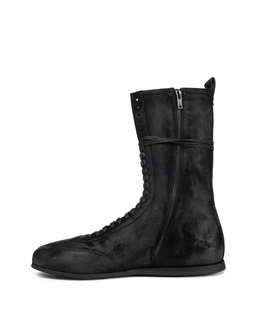 Ann Demeulemeester Black Fides Lace-Up Suede Sneakers for men