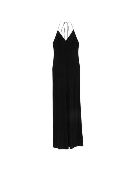 Matteau Black Low-Back Halterneck Maxi Dress