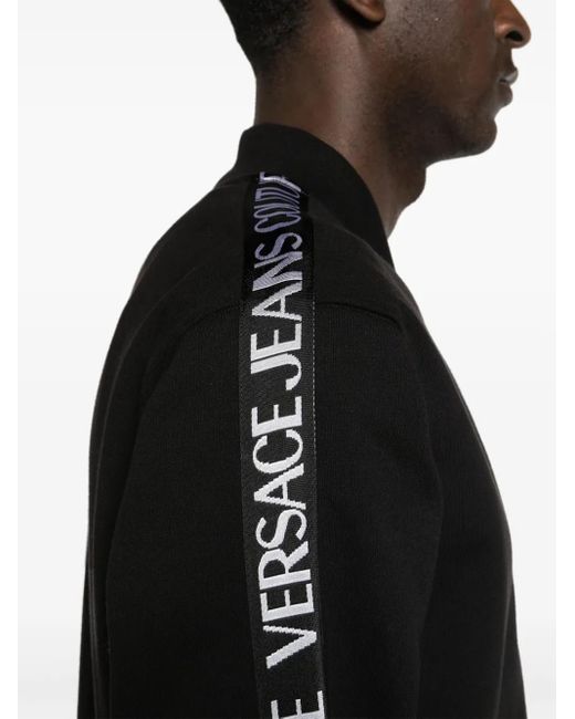 Versace Jeans Couture Black Logo-Trim Zip-Up Sweatshirt for men