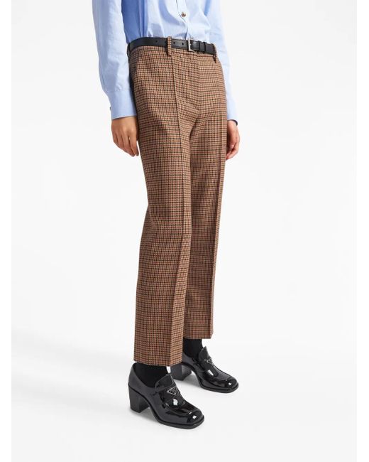 Prada Brown Houndstooth Check Pants