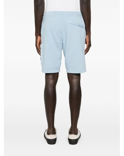 Stone Island Blue Organic Cotton Fleece Shorts for men