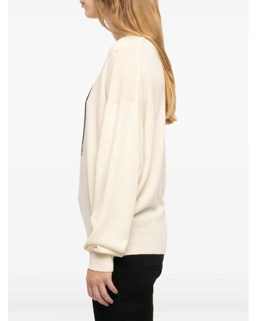 Zadig & Voltaire Black Pull Gaby En Maille Intarsia À Motif Cœur