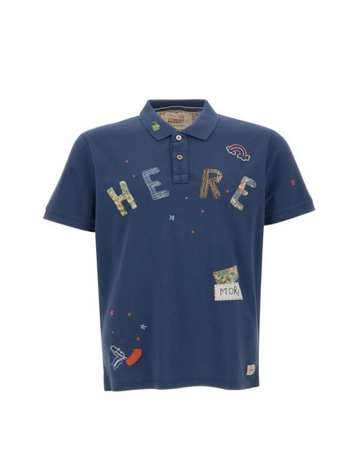 Bob Blue Appliqué-Detailed Embroidered Polo Shirt for men
