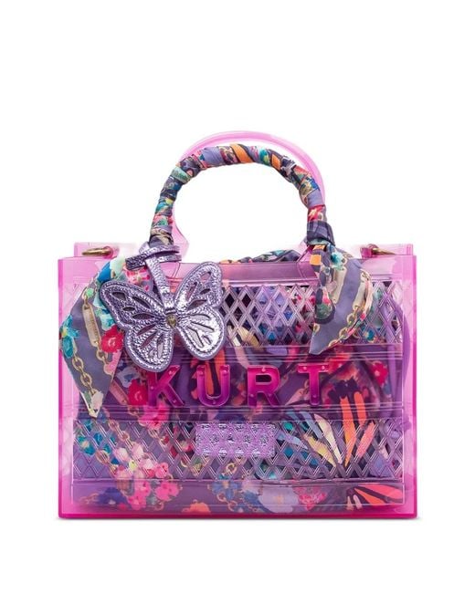 Kurt Geiger Purple Butterfly Handle Tote Bag