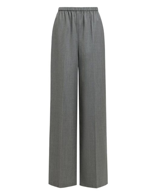 12 STOREEZ Gray Elastic-Waist Wool Trousers