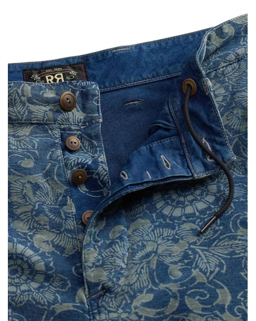 RRL Blue Printed Shorts for men