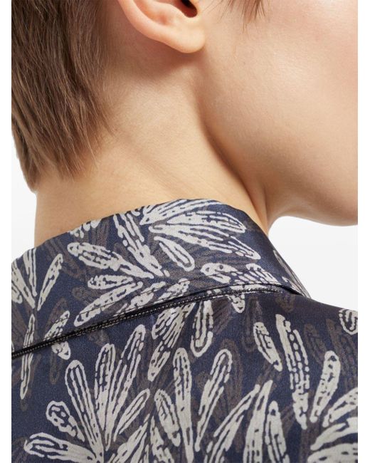 Brunello Cucinelli Gray Leaf-print Silk Shirt