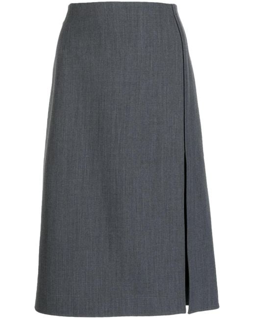 Falda de talle medio con abertura lateral N°21 de color Gray