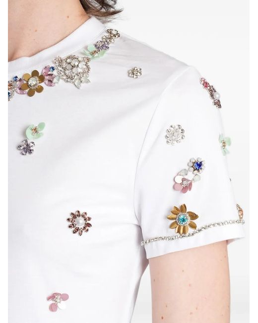 Costarellos White T-Shirt À Fleurs
