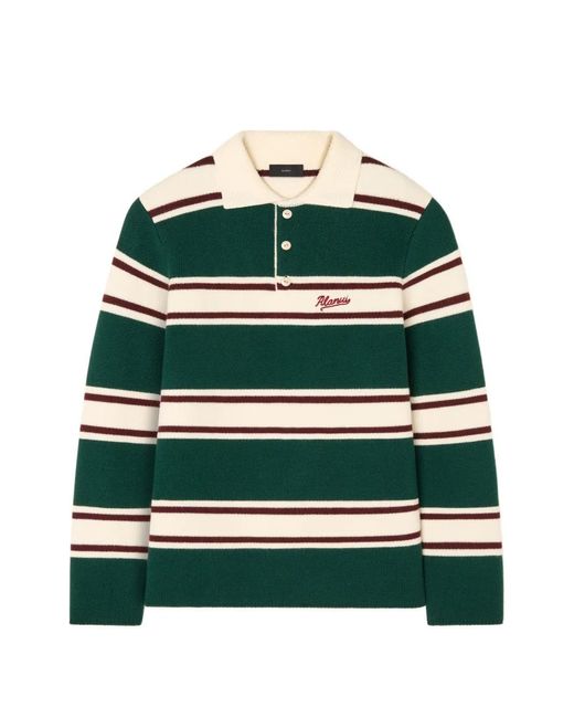 Alanui Green Striped Polo Shirt for men