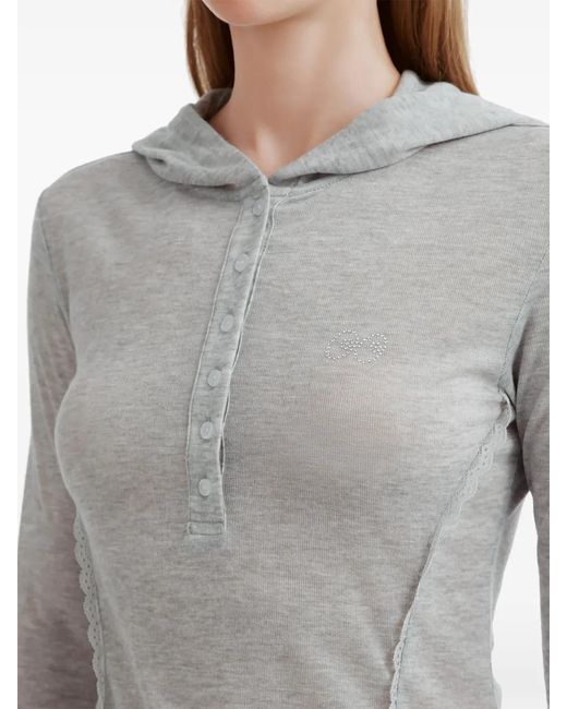 Mini Cream Gray Hoodie À Patte De Boutonnage