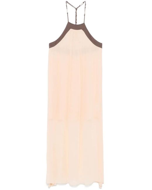 Patrizia Pepe Natural Robe Mi-Longue À Design Bicolore