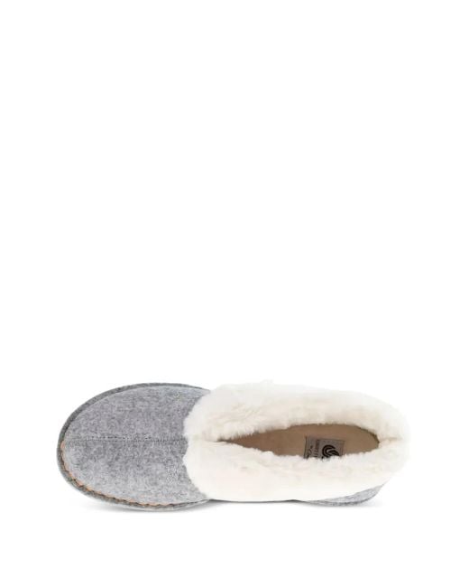Clarks Gray Fur Trim Step Flow Low Sandals