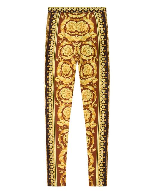 Versace Metallic Barocco Print Leggings