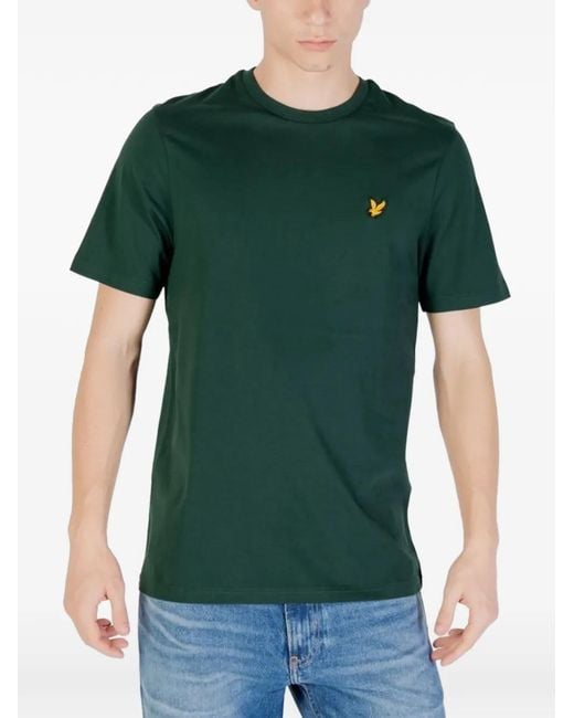 Lyle & Scott Green Logo-Embroidered Cotton T-Shirt for men