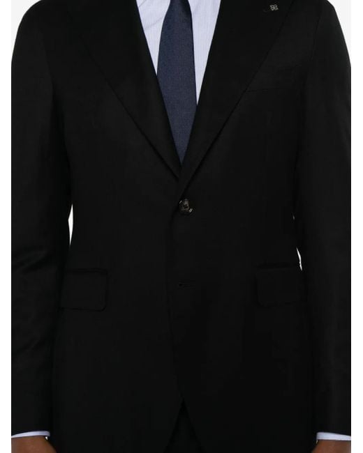 Tagliatore Black Button Pin-Detail Blazer for men