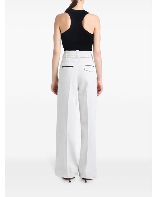 Proenza Schouler White Dana High-waist Cotton-linen Trousers
