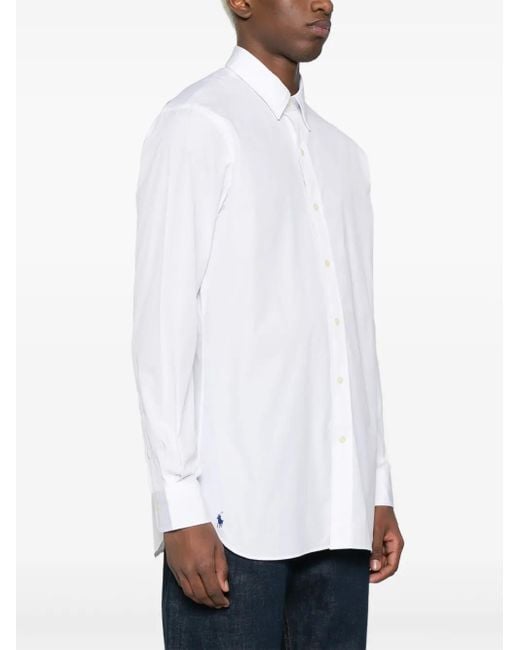 Polo Ralph Lauren Poplin Cotton Shirt in White for Men | Lyst
