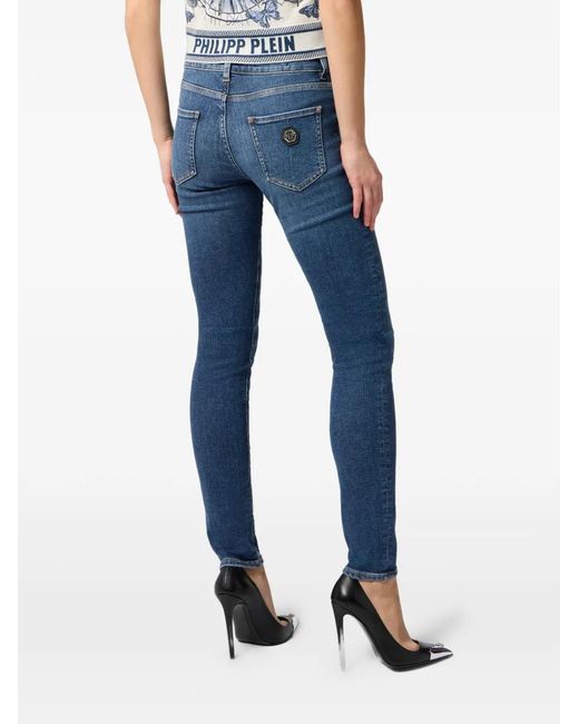Philipp Plein Blue Belt-Loop Pocket Jeans
