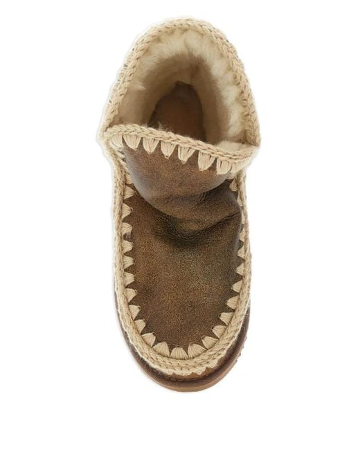 Mou Brown Logo-Patch Leather Boots