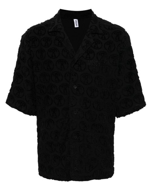 Moschino Black Logo-embroidered Cotton-blend Shirt for men
