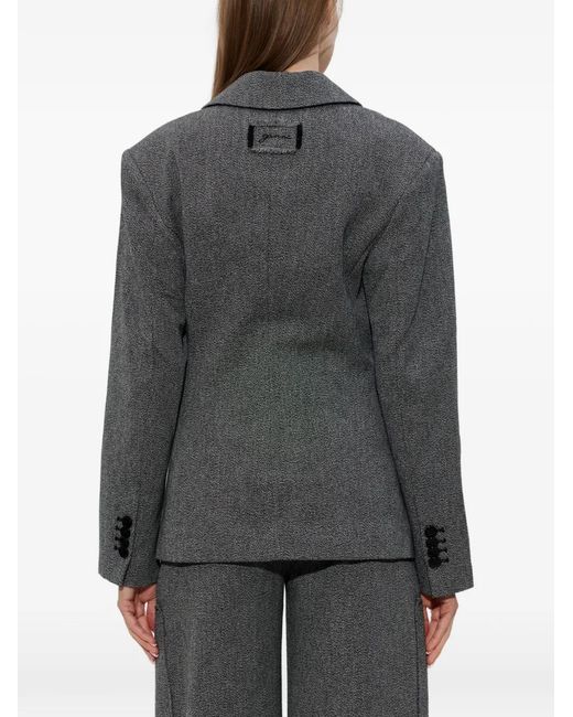 Ganni Gray Long-Sleeve Buttoned Blazer
