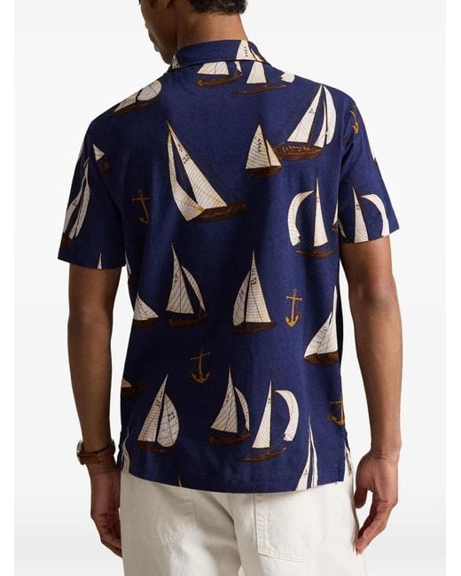 Polo Ralph Lauren Blue Sailboat-Print Polo Shirt for men