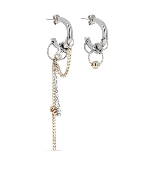 Justine Clenquet White Boucles Hoop Chain-Detail Earrings