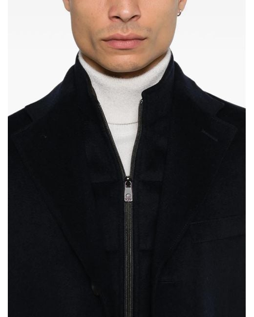 Corneliani Blue Layered Notched-Lapel Coat for men