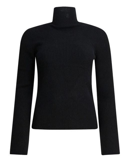 R2W Black Lesley Roll-Neck Split-Back Sweater
