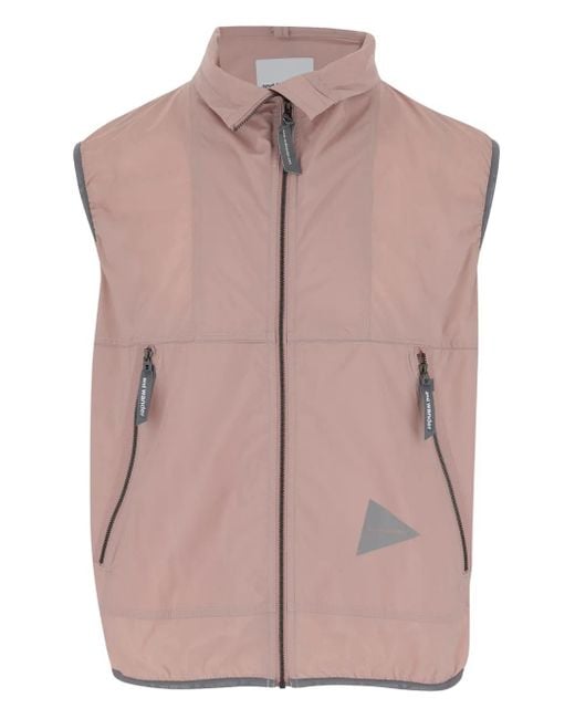 And Wander Pink Logo-Print Waistcoat for men