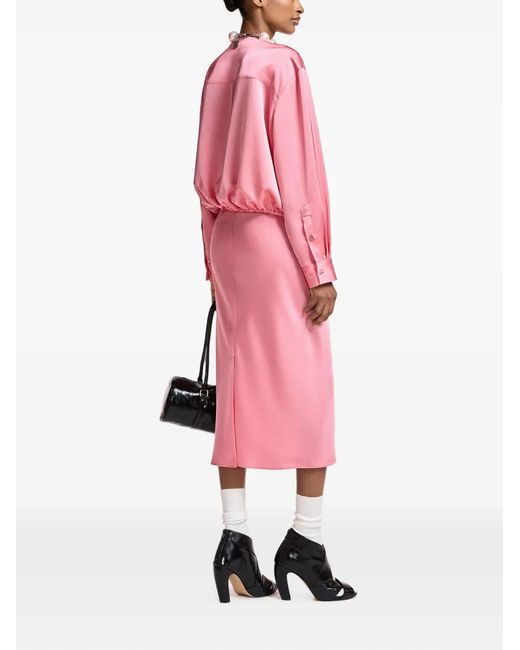 Essentiel Antwerp Pink Kolkwitzia Wrap-Style Deep V-Neck Blouse