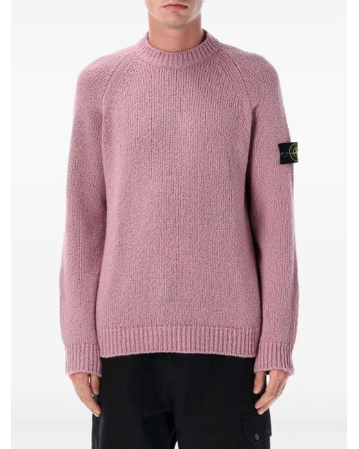 Stone Island Pink Raglan-Sleeve Wool Sweater for men