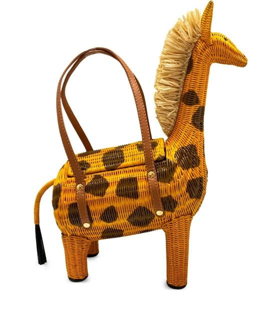 Serpui Orange Jason Giraffe Cross Tote Bag