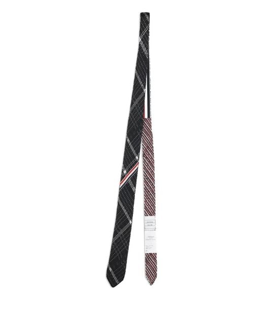 Thom Browne Black Plaid-Jacquard Tie for men