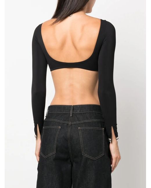 Palm Angels Black Langärmeliges Cropped-Oberteil