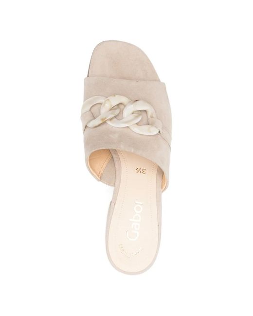 Gabor Natural Chain-Detail Mules