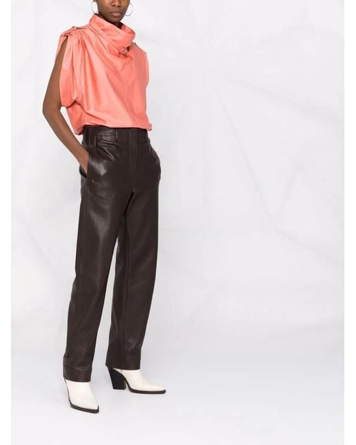 Isabel Marant Pink Belt-Detail Funnel-Neck Blouse
