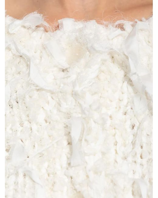LoveShackFancy White Frayed Cardigan