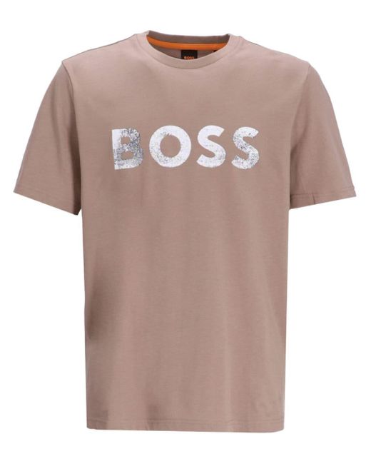 Boss Pink Logo-print T-shirt for men