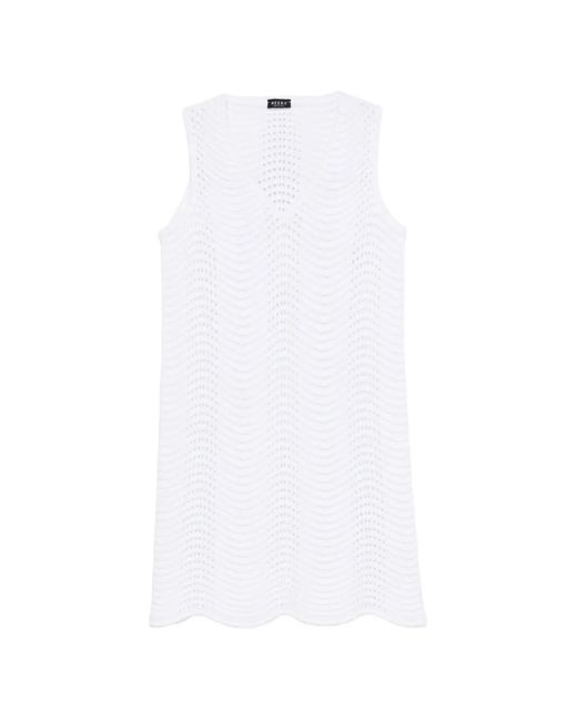 Neera White V-Neck Textured Mini Dress