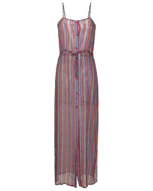 Amir Slama Purple Layered Graphic-Print Maxi Dress