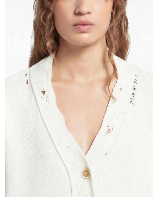 Marni ダメージ カーディガン White