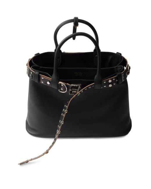 Prada バックル ハンドバッグ Black