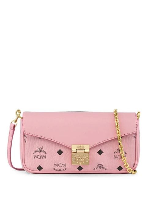 MCM Pink Sacoche Tracy Visetos Médium