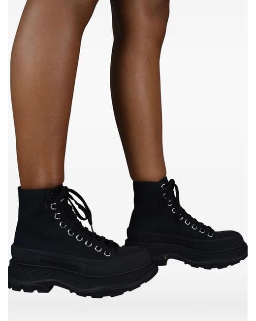McQueen Black Tread Slick Sneakers