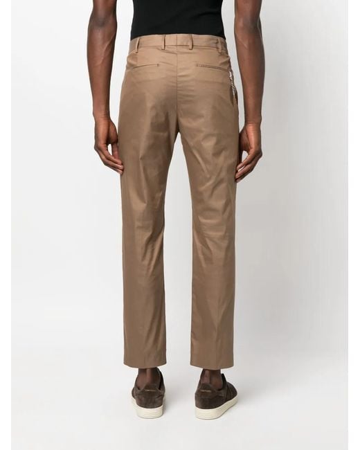 PT Torino Natural Logo-Plaque Tailored Trousers for men
