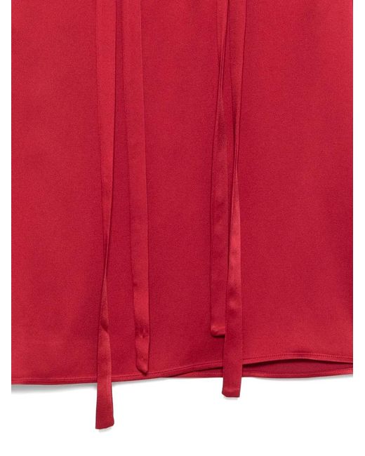 Antonelli Red Tie-Neck Blouse