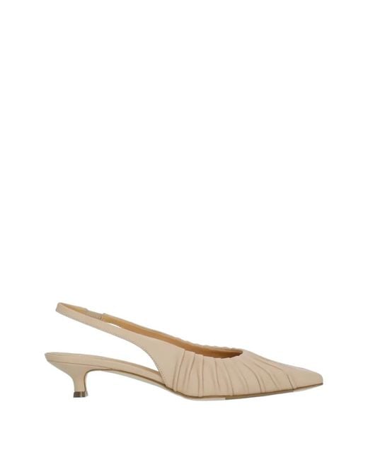 Julie Dee Natural Ruched Slingback Pumps