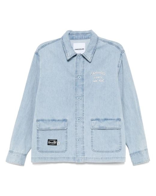 Chocoolate Blue Logo-Embroidered Shirt